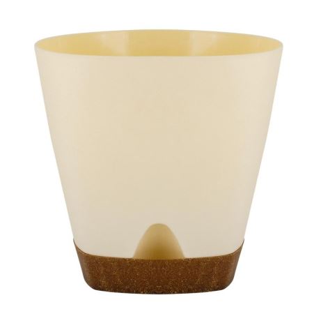 Горшок для цветов InGreen WOOD D250мм,8л с прикорневым поливом.сливочный/бук